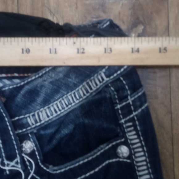 Rock Revival NWT Women's 26 Bootcut Jen Distressed Faux Leather Flap Pockets - Picture 9 of 11